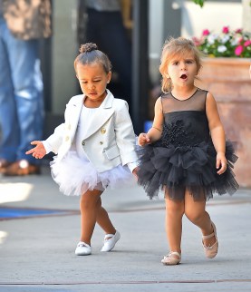 Penelope Disick and North West wear contrasting tutus to dance class